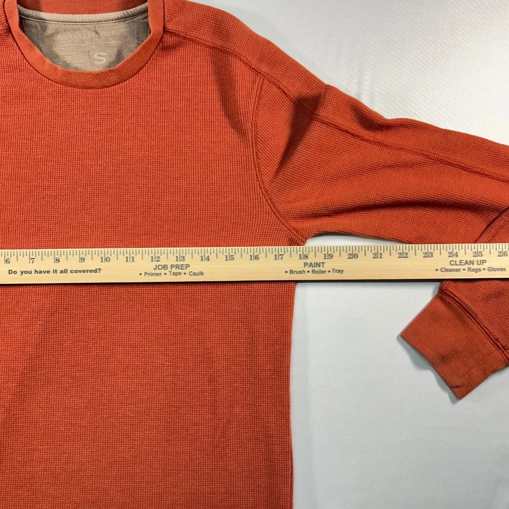 Banana Republic Mens Small Burnt Orange Waffle‎ Knit Thermal Long Sleeve Shirt